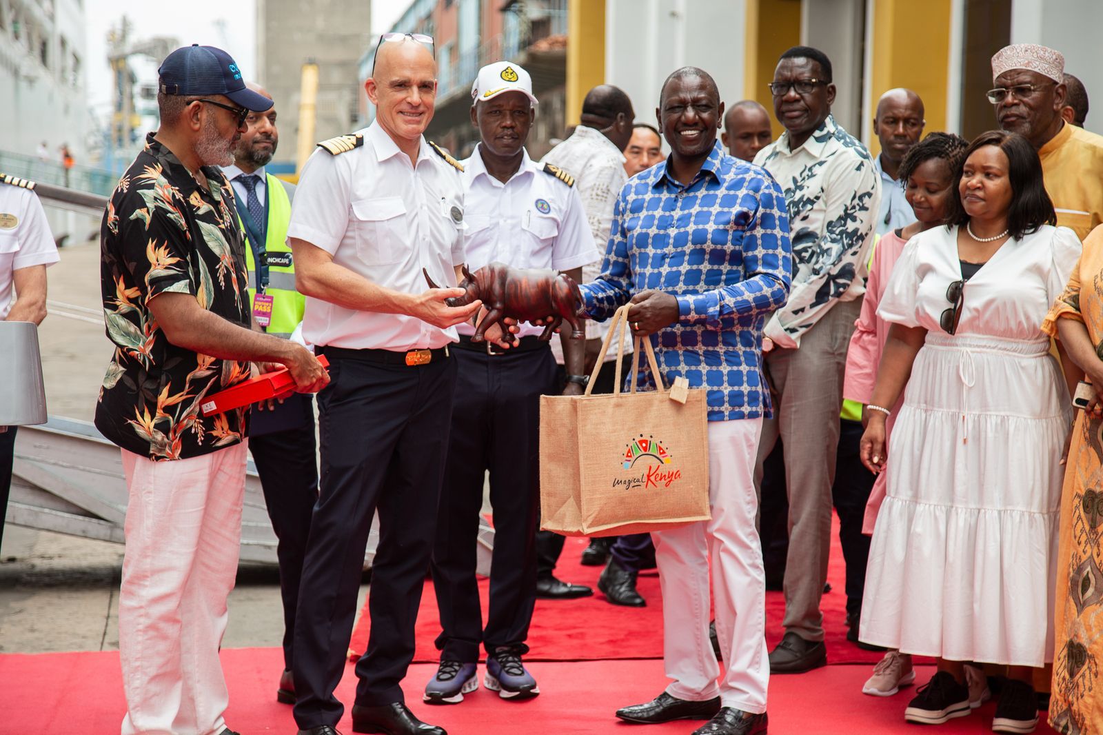 H.E William Ruto Receives Cruise Ship Docked at Mombasa Port