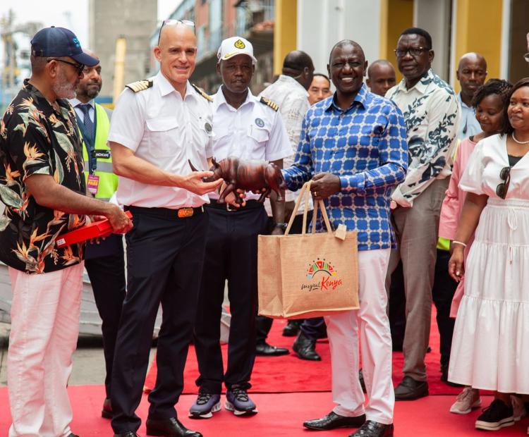 H.E William Ruto Receives Cruise Ship Docked at Mombasa Port